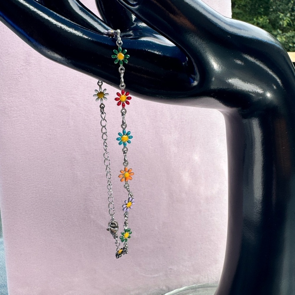 Dainty Floral Multicolor Stainless Steel Bracelet - Picture 8 of 8
